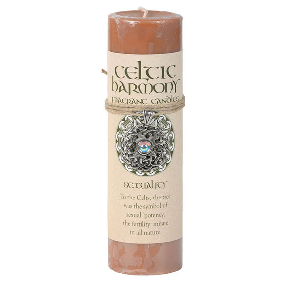Celtic Harmony Pillar Candle with Pewter Pendant (Sexuality)