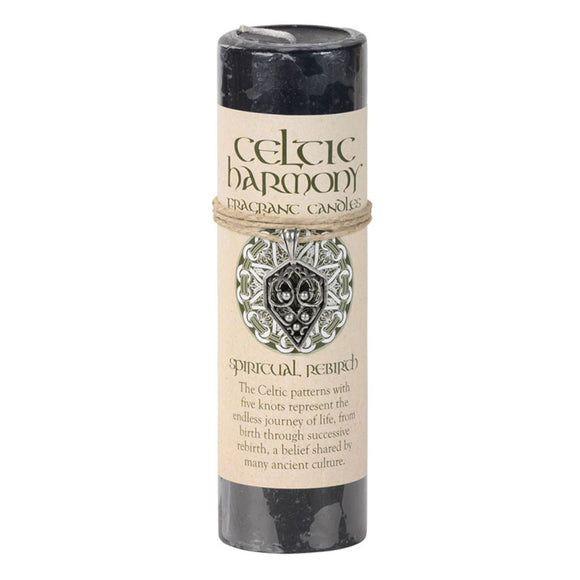 Celtic Harmony Pillar Candle with Pewter Pendant (Spiritual Rebirth)