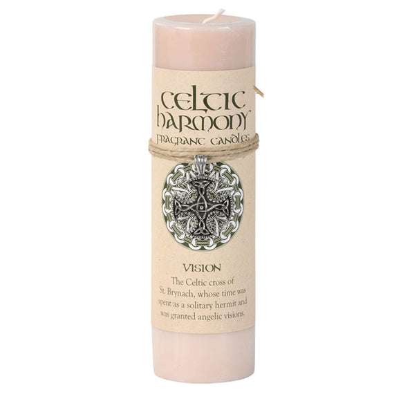Celtic Harmony Pillar Candle with Pewter Pendant (Vision)