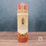 Prosperity Pillar Candle with Tiger's Eye Pendant