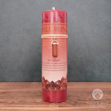 Well Being Pillar Candle with Red Jasper Pendant