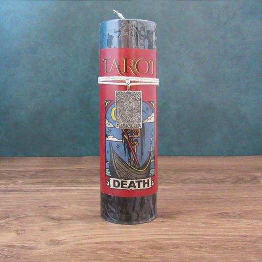 Death Tarot Pillar Candle with Pewter Pendant