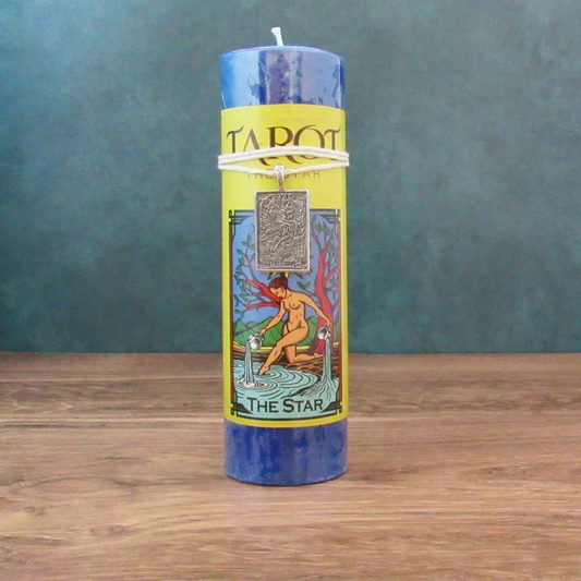 The Star Tarot Pillar Candle with Pewter Pendant