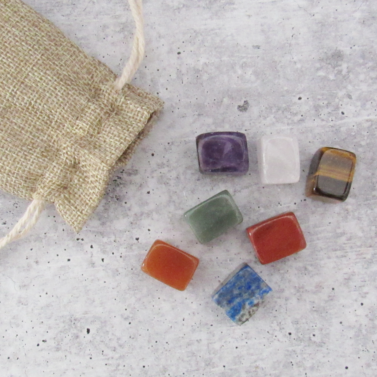 Mini Chakra Stone Set with Burlap Bag