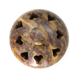 Carved Stone Dish with Lid Hearts