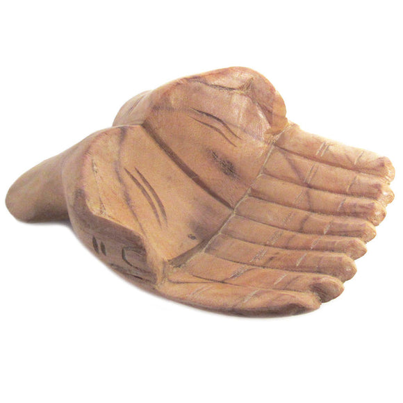 Wooden Hands Offering Bowl - Natural Finish