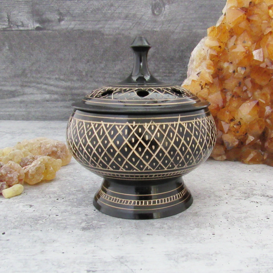 Engraved Incense Burner with Lid
