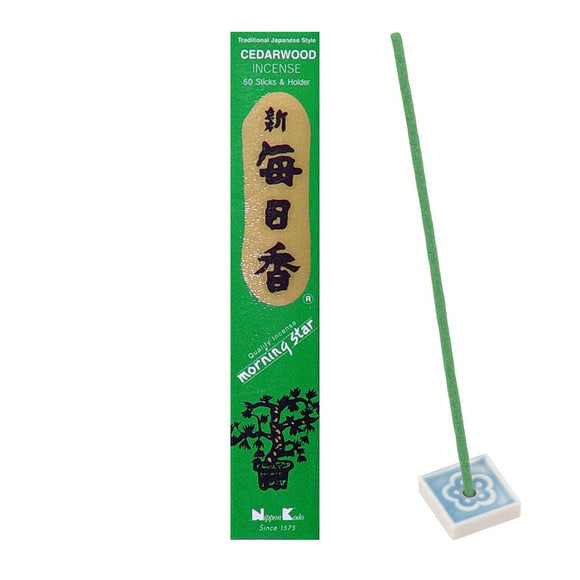 Morning Star Incense - Cedarwood (Box of 50 Sticks with Holder)
