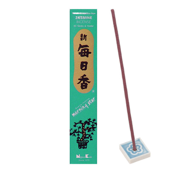 Morning Star Incense - Jasmine (Box of 50 Sticks with Holder)
