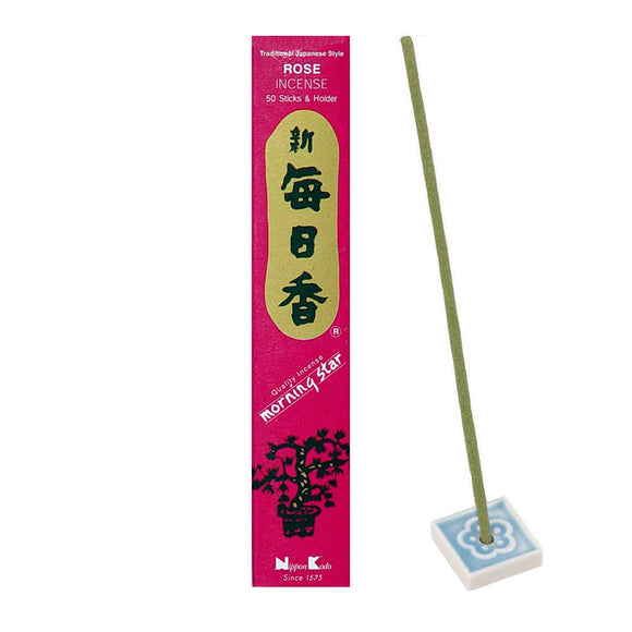 Morning Star Incense - Rose (Box of 50 Sticks with Holder)
