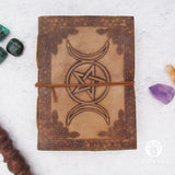 Triple Moon Leather Journal (Light Brown)