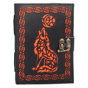 Wolf and Moon Cutout Leather Journal