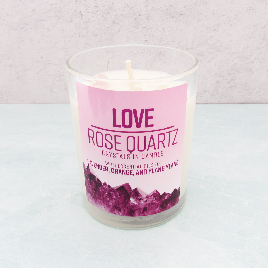 Love (Rose Quartz) Crystal Energy Candle - 10 oz