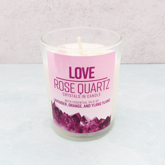 Love (Rose Quartz) Crystal Energy Candle - 10 oz