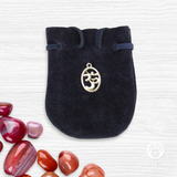 Suede Leather Pouch with OM Charm (Black)