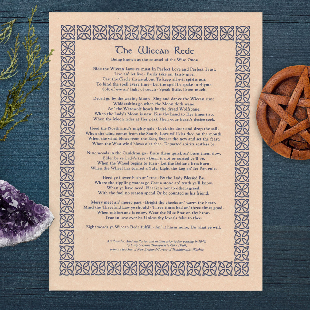 Wiccan Commandments Wiccan Rede (Long Poem) Parchment Poster (8.5