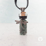 Gemstone Bottle Necklace (Aventurine with Dragonfly Charm)