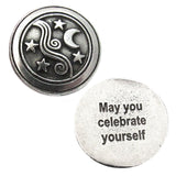 Moon & Stars Pewter Pocket Stone (Choose Style) May you celebrate yourself