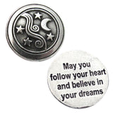 Moon & Stars Pewter Pocket Stone (Choose Style) May you follow your heart and believe in your dreams
