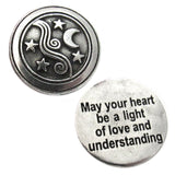 Moon & Stars Pewter Pocket Stone (Choose Style) May your heart be a light of love and understanding