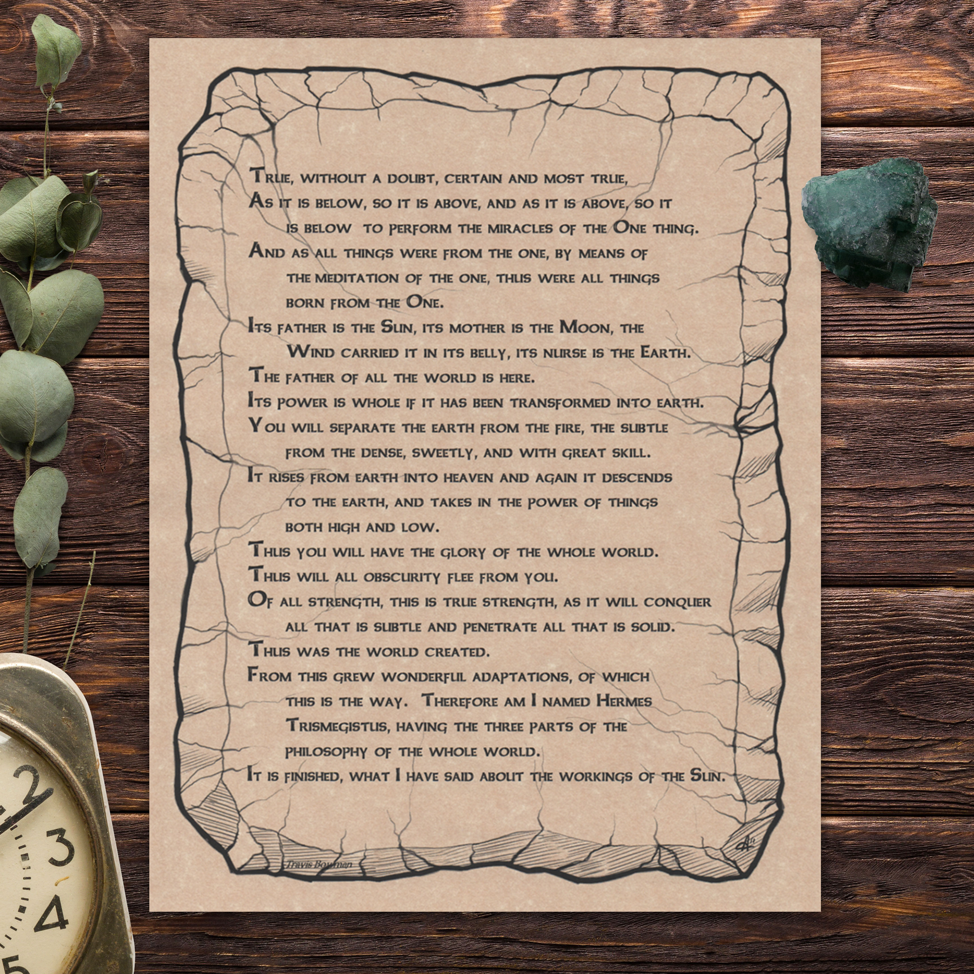 Emerald Tablet Parchment Poster (8.5