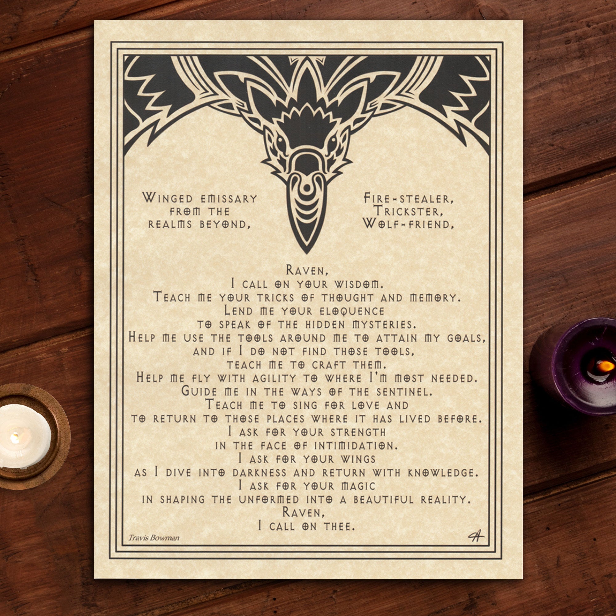 Raven Prayer Parchment Poster (8.5