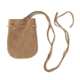 Suede Leather Pouch with Feather Charm (Tan)
