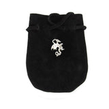 Suede Leather Pouch with Dragon Charm (Black)
