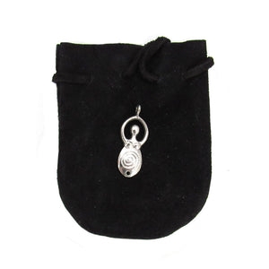 Suede Leather Pouch with Goddess Charm (Black)