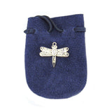 Suede Leather Pouch with Dragonfly Charm (Blue)