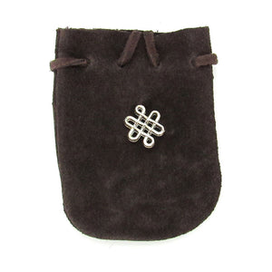 Suede Leather Pouch with Celtic Knot Charm (Brown)