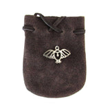 Suede Leather Pouch with Sacred Heart Charm (Brown)