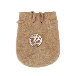 Suede Leather Pouch with OM Charm (Tan)