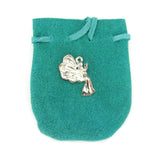 Suede Leather Pouch with Angel Charm (Teal)
