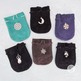 Suede Leather Pouch with Dragon Charm (Black)