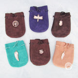 Suede Leather Pouch with Tree of Life Charm (Brown)
