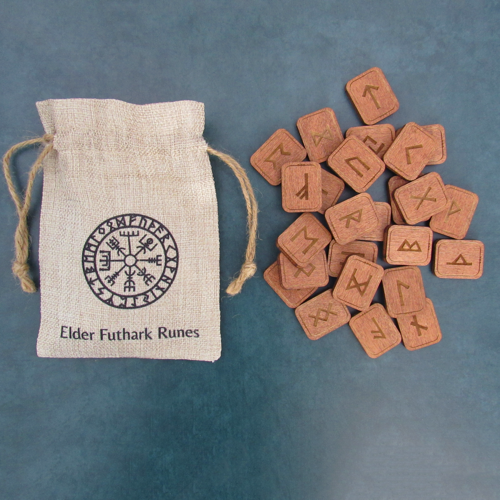 Wooden Rune Set with Printed Bag – Grove and Grotto