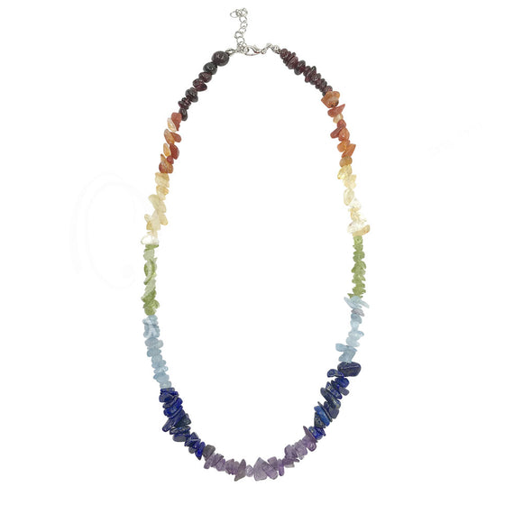 Rainbow Chakra Gemstone Chip Necklace (18 Inches)