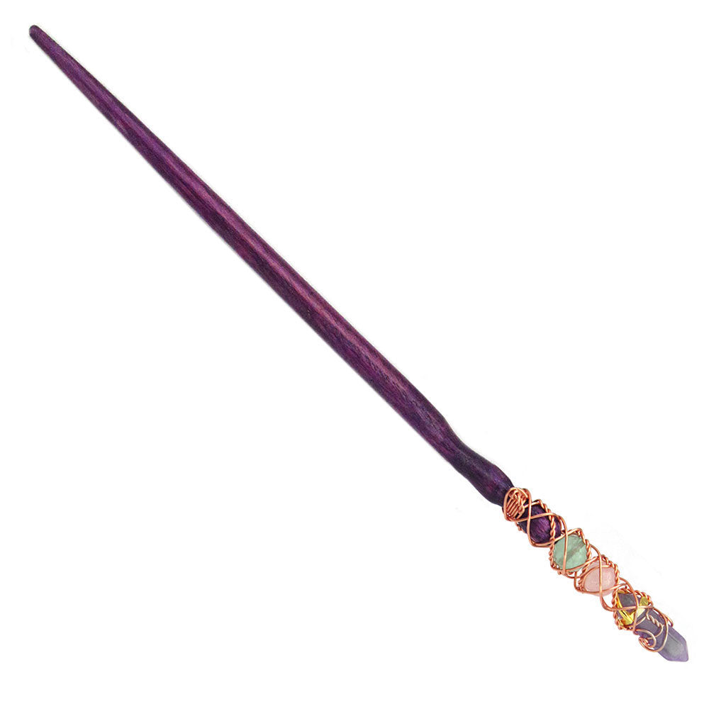 Fluorite, Rose Quartz, and Amethyst Crystal Wand