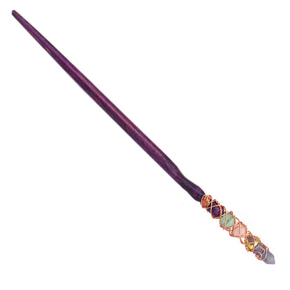 Fluorite, Rose Quartz, and Amethyst Crystal Wand