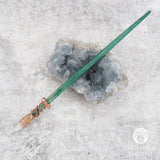 Moss Agate and Clear Quartz Crystal Wand