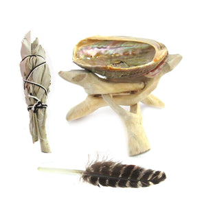 White Sage Mini Kit (with Feather, Shell, and Stand)