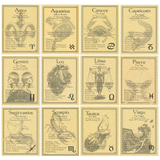 Set of Twelve Zodiac Parchment Posters (8.5" x 11")