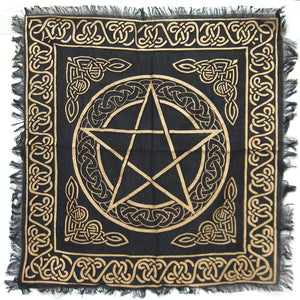 Pentagram Altar Cloth (18 Inches) - Gold and Black