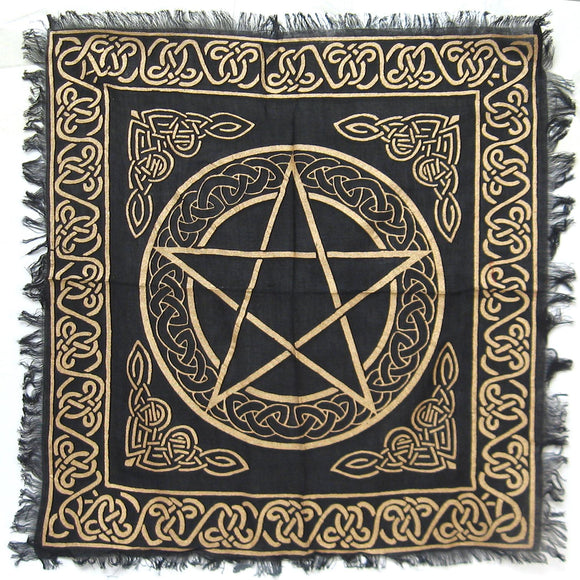 Pentagram Altar Cloth (18 Inches) - Gold and Black