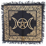 Triple Moon Altar Cloth (18 Inches) - Gold and Black