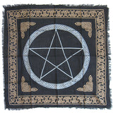 Celtic Pentagram Altar Cloth (36 Inches) - Silver and Gold