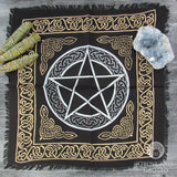 Pentagram Altar Cloth (18 Inches) - Silver and Gold