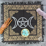 Triple Moon Altar Cloth (18 Inches) - Silver and Gold