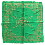 Green Triple Moon Altar Cloth (21 Inches)